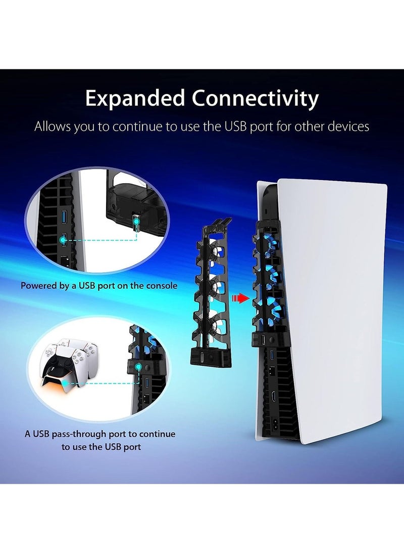 Cooling Fan for PS5 Console, PS5 Slim Cooler with 3 High-Speed Cooling Fans and Controller USB 3.0 Port for Digital/CD Version, Black - Image 3