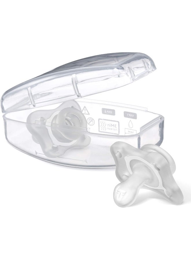 Chicco لهاية شيكو فيزيوفورما 100% سيليكون ناعم قطعة واحدة صغيرة للأطفال من 0-2 أشهر | خالية من BPA واللاتكس | علبة تعقيم قابلة لإعادة الاستخدام | عبوة 2 - Image 4