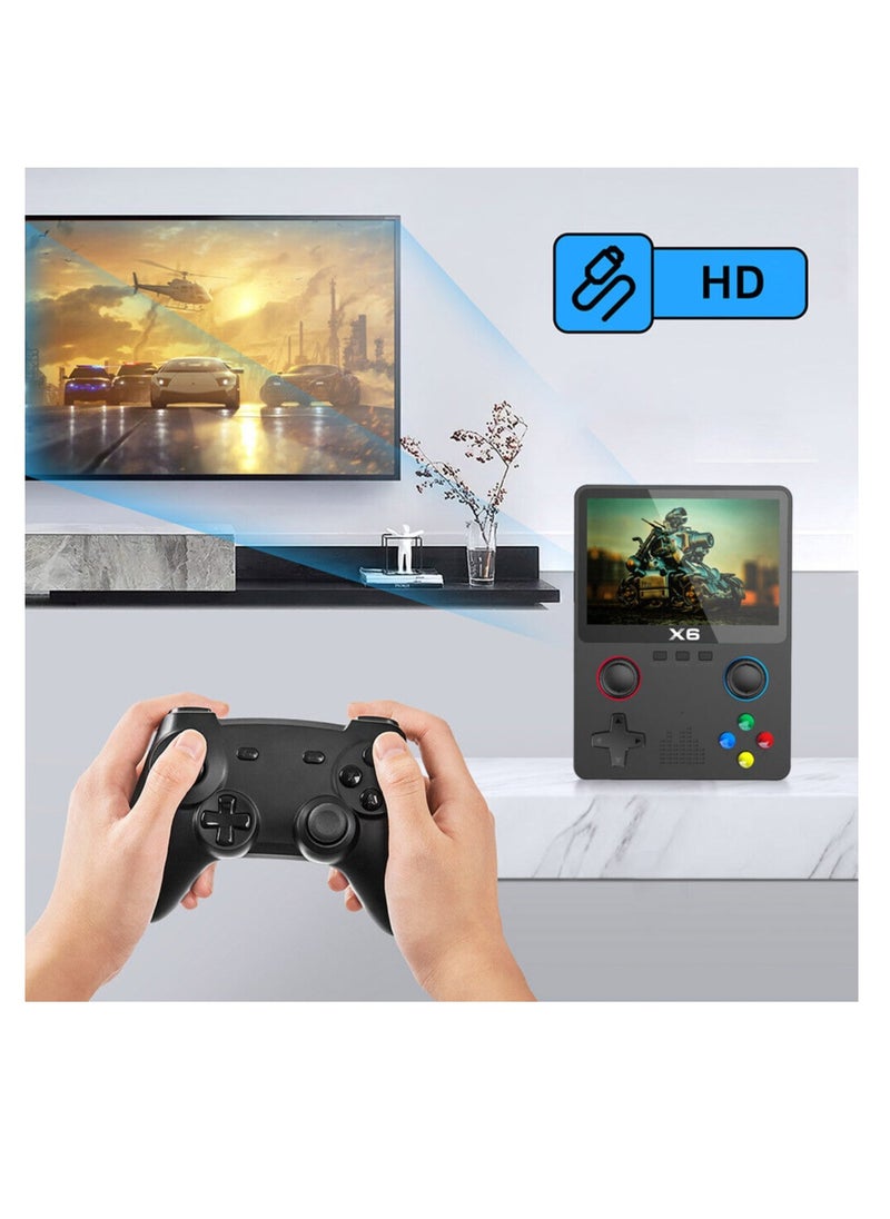 X6 Retro Handheld Game Console 3.5-Inch LCD Screen Built-In 10000+ Games Connect to TV with AV Cable & Support 11 Simulators Rechargeable Game Box (Black)