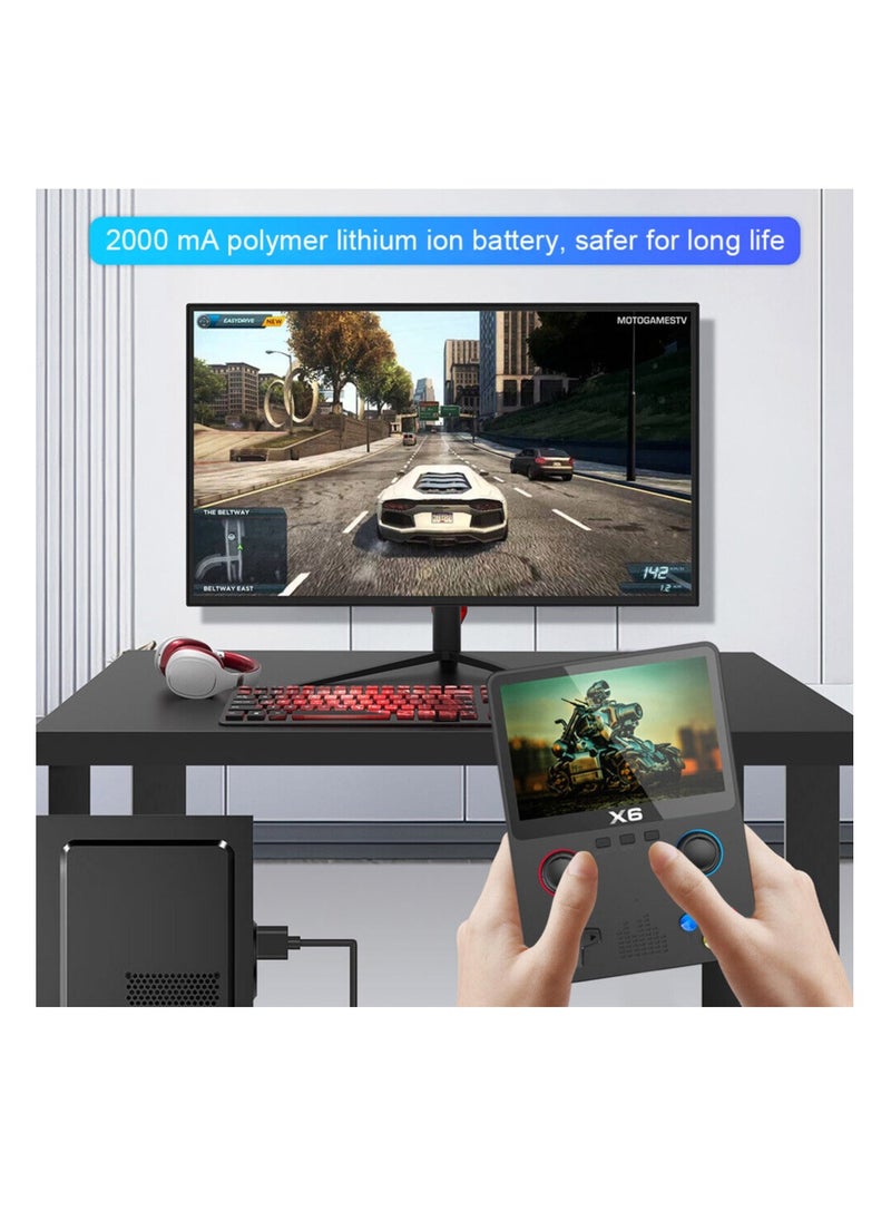 X6 Retro Handheld Game Console 3.5-Inch LCD Screen Built-In 10000+ Games Connect to TV with AV Cable & Support 11 Simulators Rechargeable Game Box (Black)