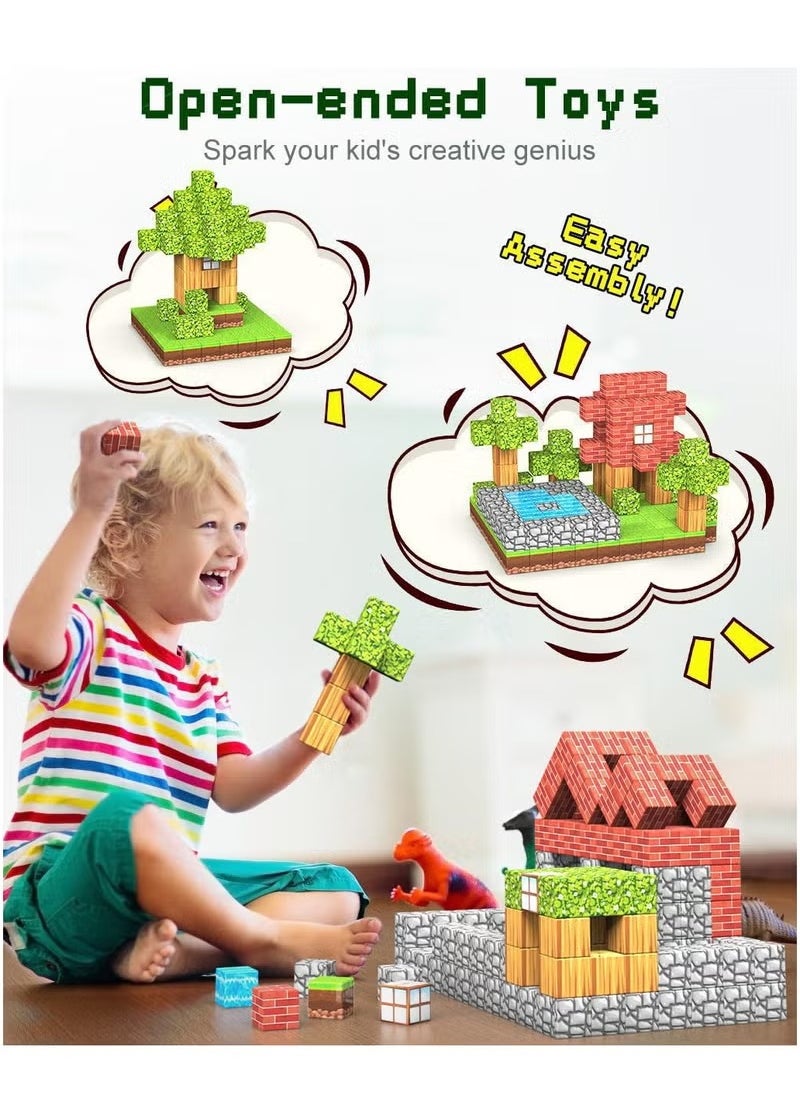Paka Rabbit - 108PCS Magnetic Blocks-Build Mine Magnet World Set for Boys & Girls Age 3-5 6-8, STEM Sensory Toys for Toddlers Gifts for 3+ Years Old Girls Boys,2cm Magnet Cubes Classroom Must Haves Construction Toys - Image 1