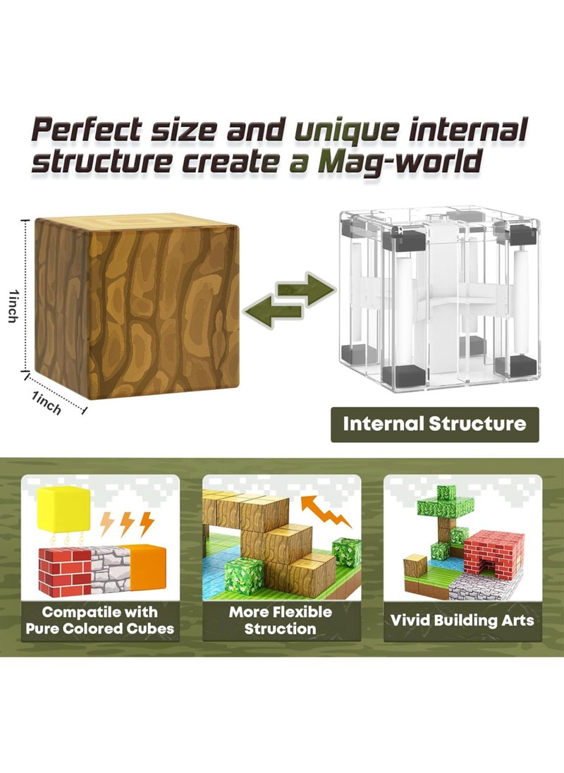 Paka Rabbit - 108PCS Magnetic Blocks-Build Mine Magnet World Set for Boys & Girls Age 3-5 6-8, STEM Sensory Toys for Toddlers Gifts for 3+ Years Old Girls Boys,2cm Magnet Cubes Classroom Must Haves Construction Toys - Image 1