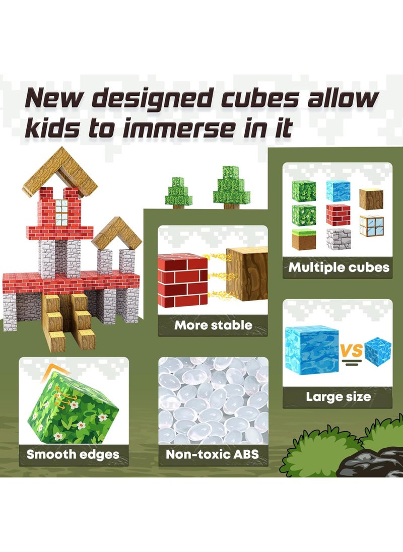 Paka Rabbit - 108PCS Magnetic Blocks-Build Mine Magnet World Set for Boys & Girls Age 3-5 6-8, STEM Sensory Toys for Toddlers Gifts for 3+ Years Old Girls Boys,2cm Magnet Cubes Classroom Must Haves Construction Toys - Image 1