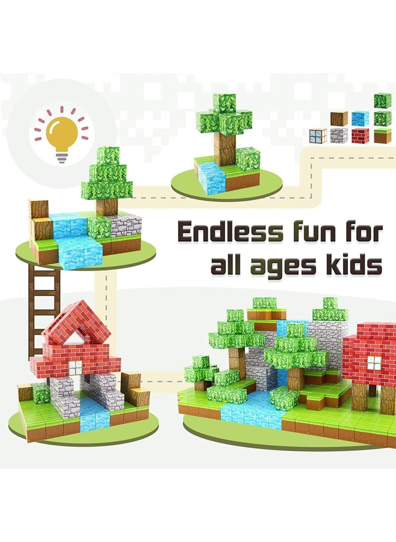 Paka Rabbit - 108PCS Magnetic Blocks-Build Mine Magnet World Set for Boys & Girls Age 3-5 6-8, STEM Sensory Toys for Toddlers Gifts for 3+ Years Old Girls Boys,2cm Magnet Cubes Classroom Must Haves Construction Toys - Image 1