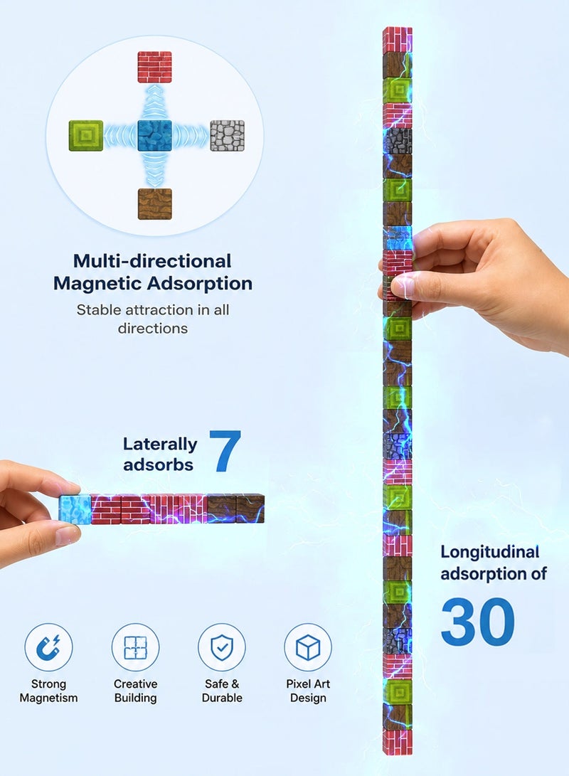 Paka Rabbit 108PCS High-Strength Magnetic Building Blocks Set, Strong Magnet 2cm Cubes, STEM Educational Construction & Sensory Toy for Kids Ages 3+, Boys & Girls Gift & Classroom Learning Set - Image 4