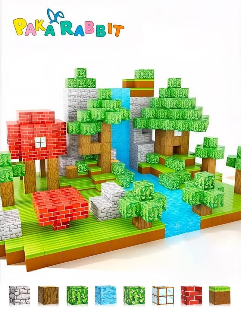 Paka Rabbit 108PCS High-Strength Magnetic Blocks Building Cubes - Super Strong Magnet World Building Set - STEM Montessori Construction Toys for Kids Ages 3-12 - Creative Sensory Educational Gift for Boys Girls- Birthday Gift - Image 1