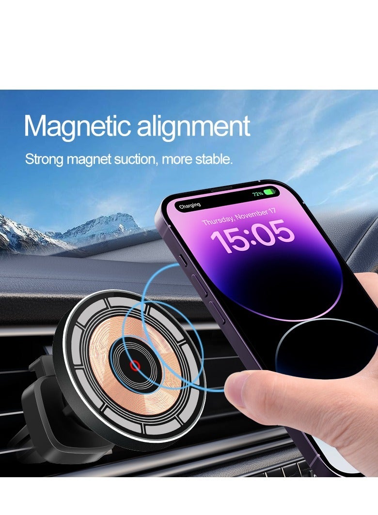 GULFLINK Magnetic Wireless Car Charger, Wireless Car Charger for iPhone, 15W Magnetic Pad Air Vent Holder  - Image 3