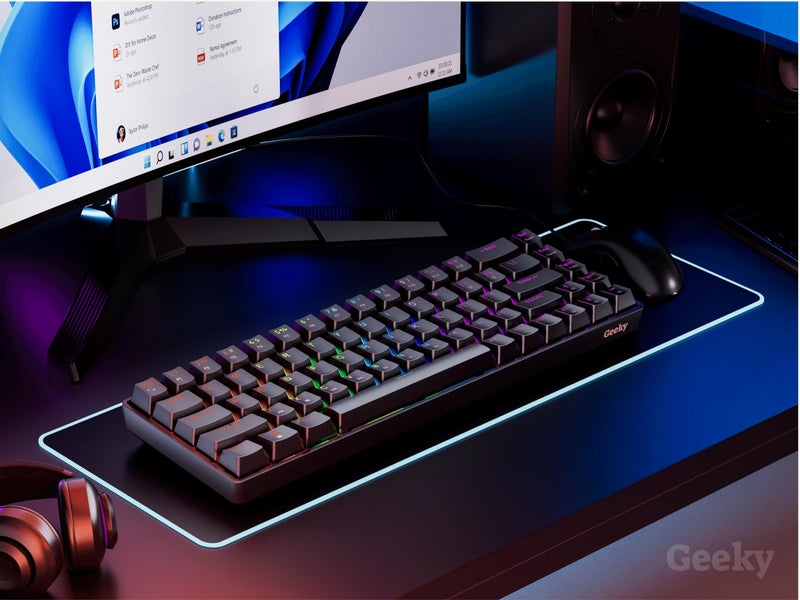 Geeky GK65 SE 65% | Mechanical Gaming Keyboard | 68 Keys Multi Color RGB LED Backlit for PC/Mac Gamer | ANSI US American Layout (Black, Mechanical Speed Silver) - Image 5