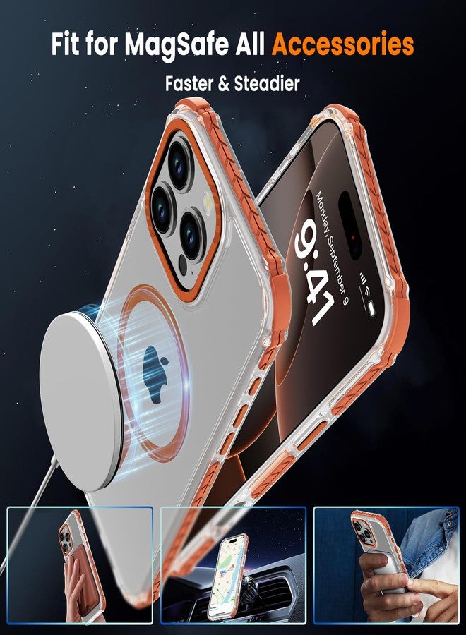 DEERLAMN Strong Magnetic Case for iPhone 16 Pro Max 6.9-Inch,[Compatible with Magsafe] Clear Slim Shockproof Protective Phone Cover for Women Men-Transparent+Orange - Image 4