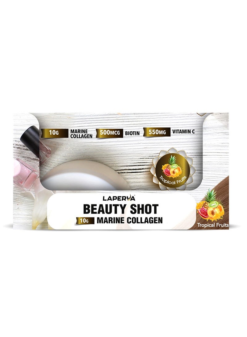 Laperva Beauty Shot Marine Collagen with Vitamins & Minerals, Box of 12 Shots, Tropical Fruits Flavor