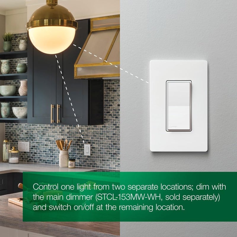 Lutron Sunnata Touch Dimmer Switch with Wallplate with LED+ Advanced Technology, for LED and Incandescent, 3 Way/Multi Location, STCL-153MW-WH, White - Image 2