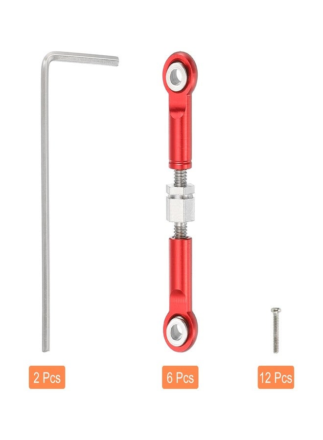 MECCANIXITY 6 Pcs Steering Servo Turnbuckle Rod RC Aluminum Alloy Linkages for A959 A969 A979 K929 1/18 On-Road RC Car (Red, 37mm) - Image 3