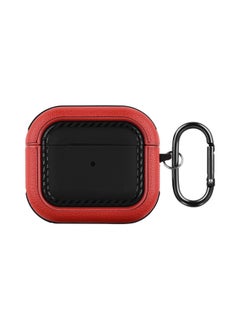 Suitable For Airpods 3rd Generation Bluetooth Headset Protective Cover For Apple Pro2 Pure Color Leather Pattern Soft Shell Simple Anti-fall Export-Color:Leather Texture Soft Shell-black + Red (with Packaging Box)-Applicable Models:Airpods Pro2 Headphone Case