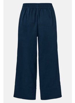 Tchibo Women Regular Fit Wide Leg Plain Palazzo Pants, Navy  - Image 3