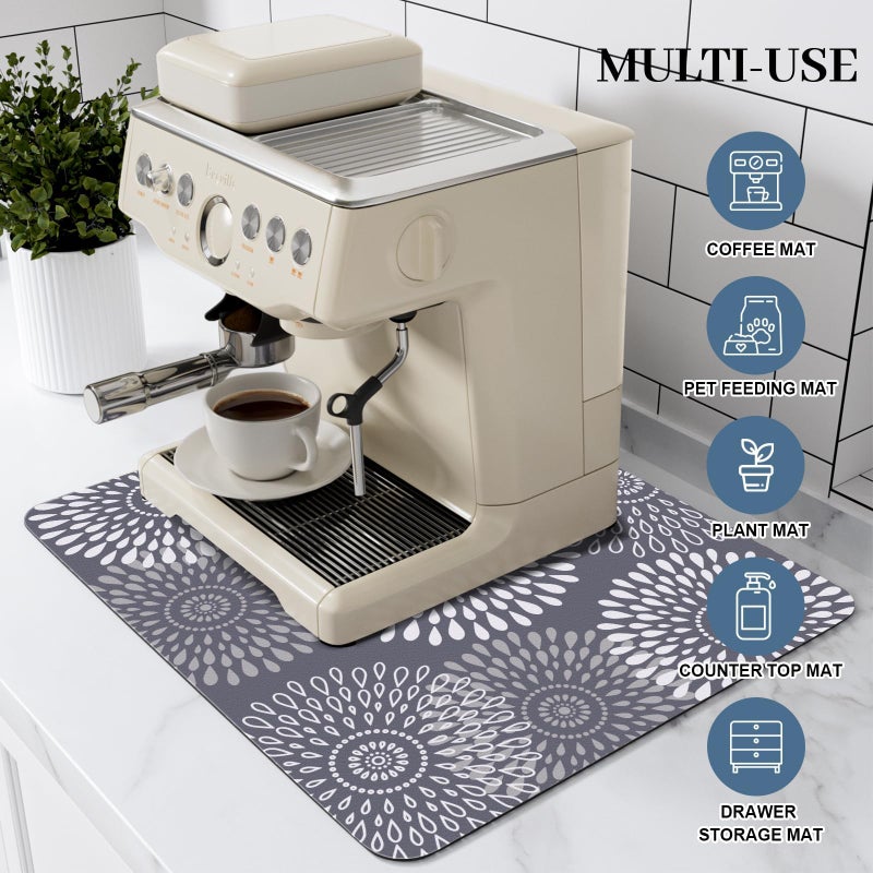 LuxStep Dish Drying Mat Super Absorbent Kitchen Counter Mat Rubber Backing Draining Mat Easy to Clean Kitchen Accessories Dish Rack Pad for Dishes, Utensils, Countertops, Sinks 15" x 18" Grey - Image 3