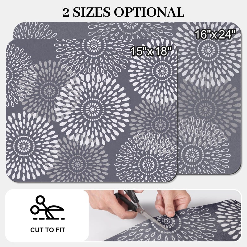 LuxStep Dish Drying Mat Super Absorbent Kitchen Counter Mat Rubber Backing Draining Mat Easy to Clean Kitchen Accessories Dish Rack Pad for Dishes, Utensils, Countertops, Sinks 15" x 18" Grey - Image 2