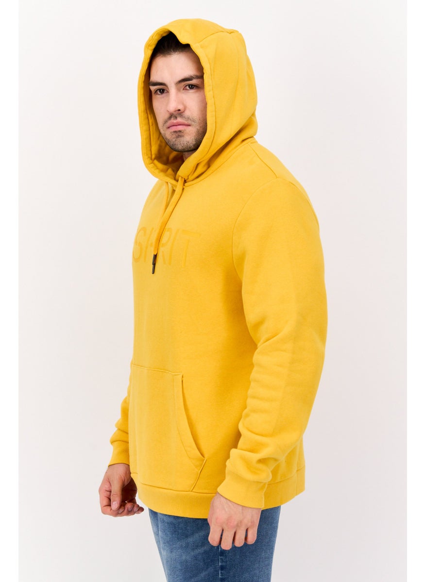 ESPRIT Men Hooded Long Sleeve Brand Logo Sweatshirt, Yellow  - Image 2