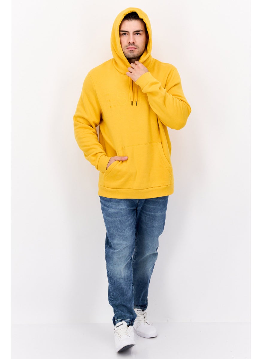 ESPRIT Men Hooded Long Sleeve Brand Logo Sweatshirt, Yellow  - Image 4
