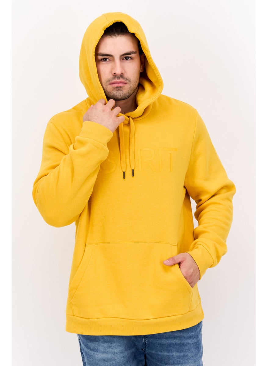 ESPRIT Men Hooded Long Sleeve Brand Logo Sweatshirt, Yellow  - Image 1