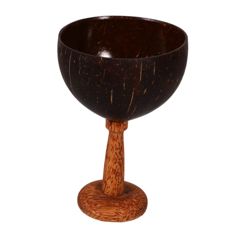 Coconut Shell Footed Goblet Hawaiian Luau Party Cup Cocktail Juice Water Wear Resistant Unique Standing Design - Image 2