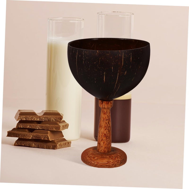 Coconut Shell Footed Goblet Hawaiian Luau Party Cup Cocktail Juice Water Wear Resistant Unique Standing Design - Image 3