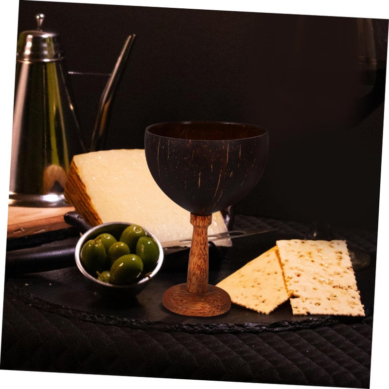 Coconut Shell Footed Goblet Hawaiian Luau Party Cup Cocktail Juice Water Wear Resistant Unique Standing Design - Image 5