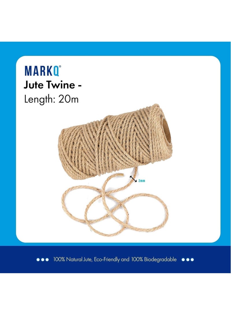 مارك حبل الجوت 2 مم × 20 متر سلك خيوط قنب سميك طبيعي | حبل الجوت لخدش القطط، أدوات البستنة، التجميع، تزيين الحرف اليدوية - Image 2