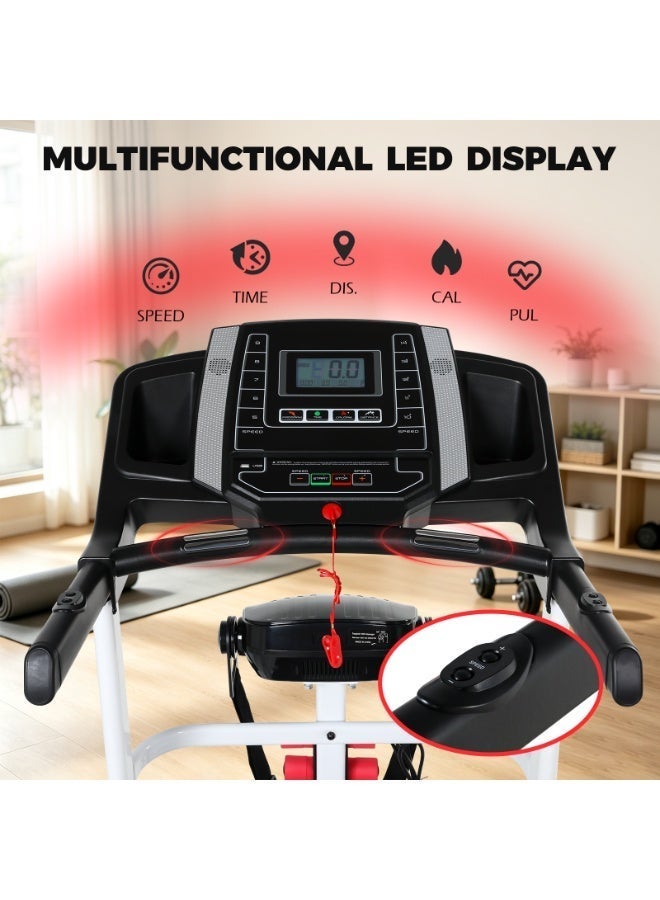 Health Life V4500ACM-Foldable Multi-function Motorized Treadmill AC Motor 4.5HP LCD Display 200KG, Black & White - Image 5