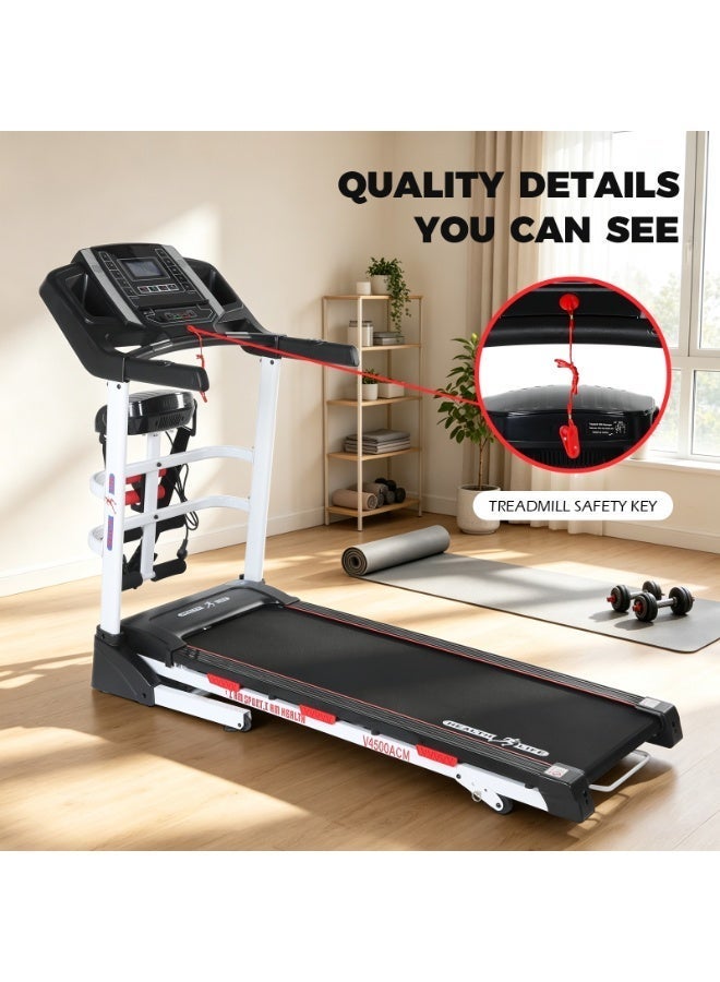 Health Life V4500ACM-Foldable Multi-function Motorized Treadmill AC Motor 4.5HP LCD Display 200KG, Black & White - Image 4