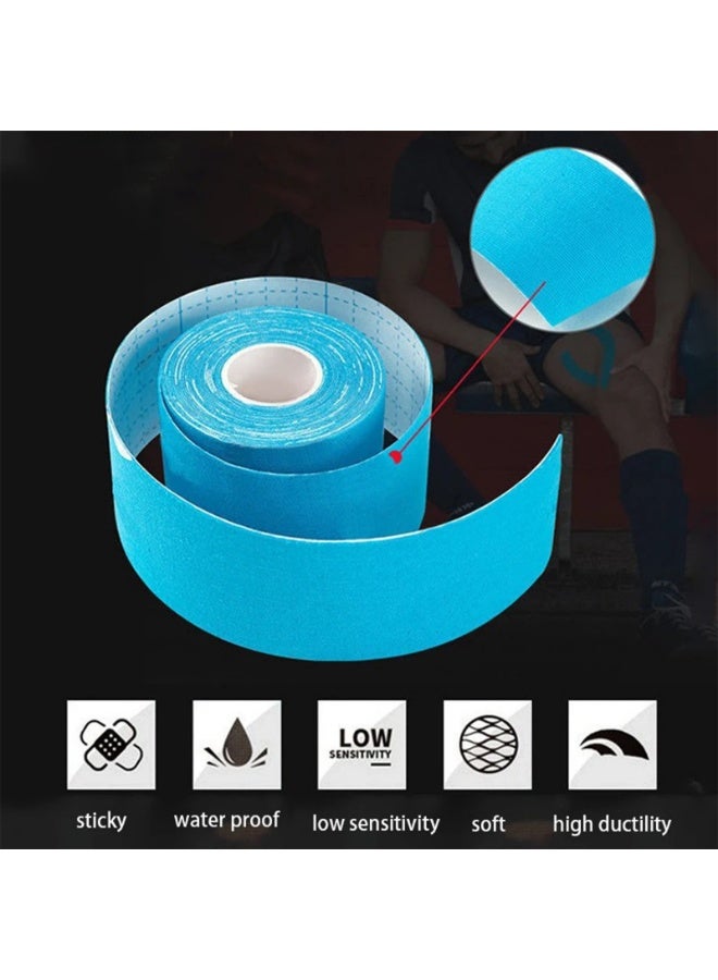 4 لفات شريط لاصق مسامي مقاوم للماء للرياضة، شريط لاصق رياضي مرن للعضلات في الركبة - Image 5