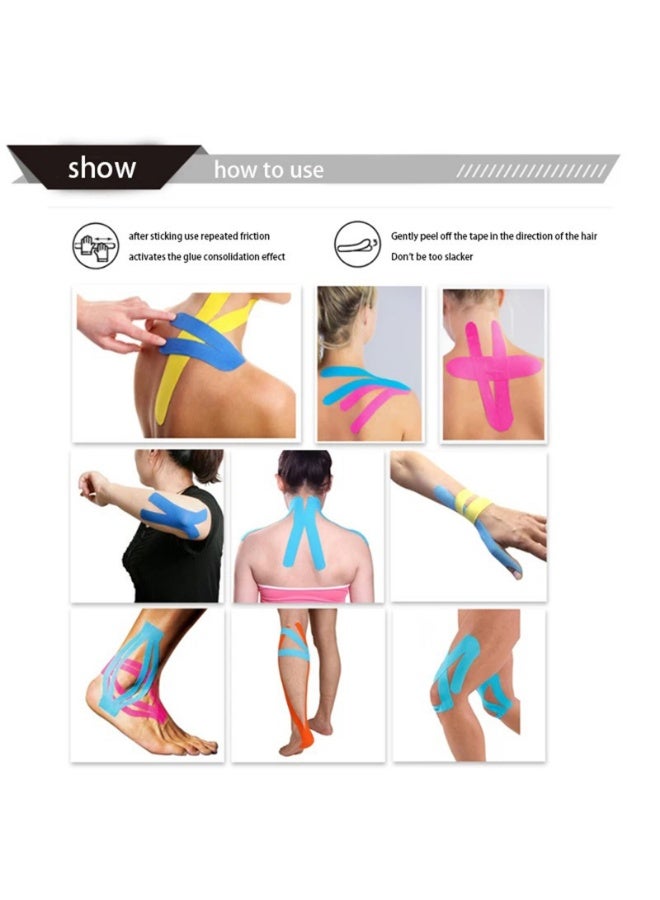 4 لفات شريط لاصق مسامي مقاوم للماء للرياضة، شريط لاصق رياضي مرن للعضلات في الركبة - Image 3