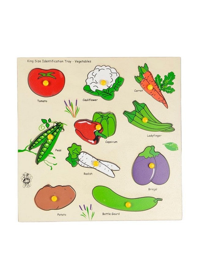 Skillofun Skillofun MDF King Size Identification Tray - Vegetables Learning Toy | Early Educational Toy for Kids (Multicolor, Age- 3+) - Image 1