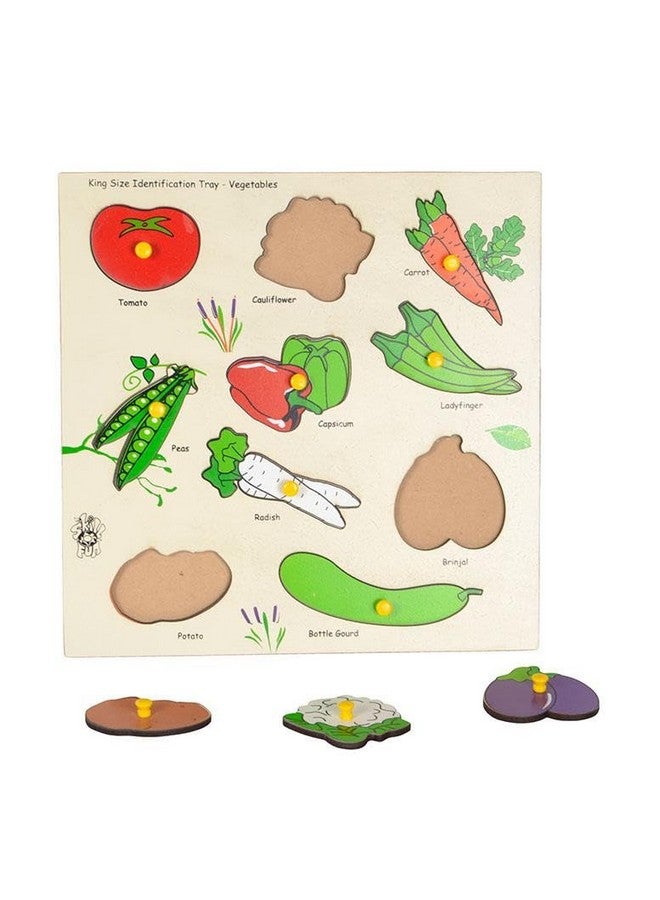 Skillofun Skillofun MDF King Size Identification Tray - Vegetables Learning Toy | Early Educational Toy for Kids (Multicolor, Age- 3+) - Image 2
