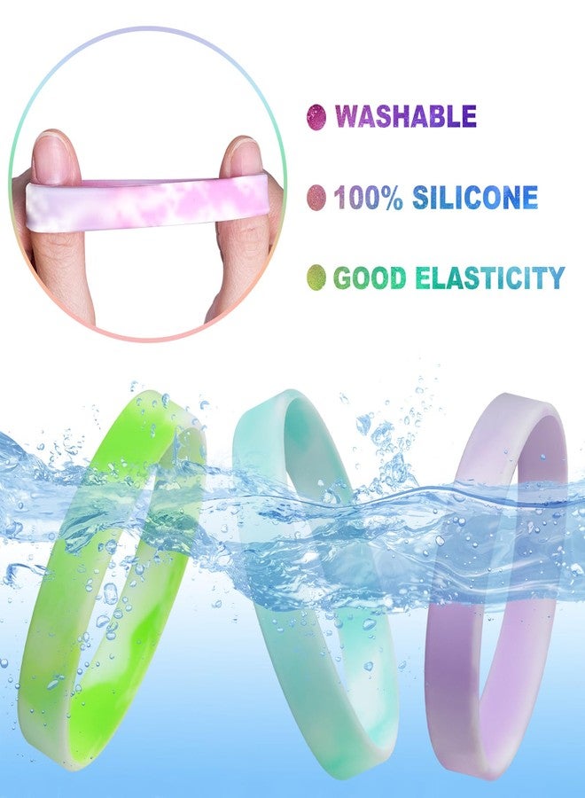 CYCLUSIVE 20 Pieces Rubber Bracelets Solid Color Silicone Wristbands Colored Rubber Stretch Bracelets for Women Men Teen Gifts - Image 4