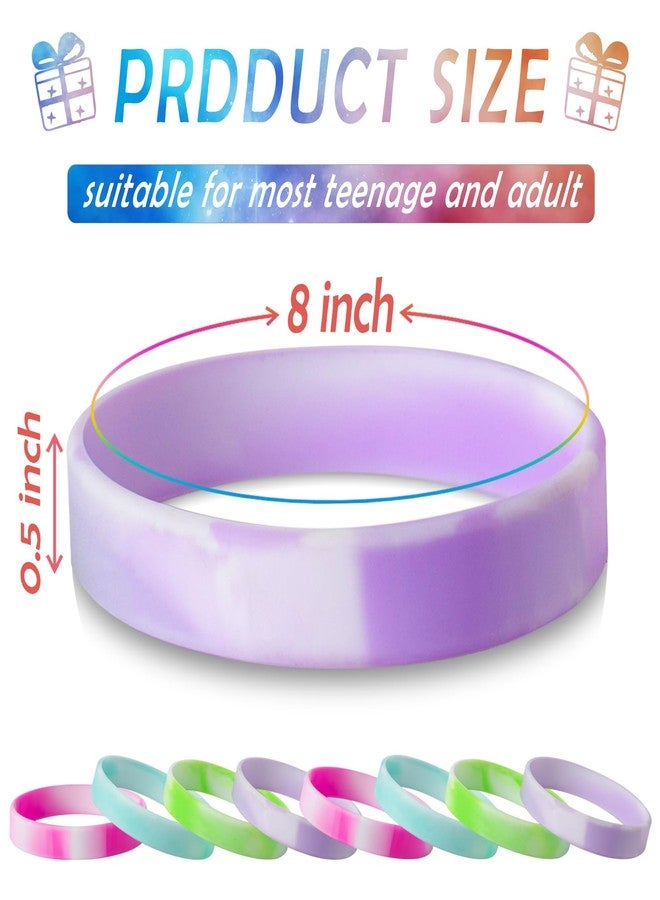 CYCLUSIVE 20 Pieces Rubber Bracelets Solid Color Silicone Wristbands Colored Rubber Stretch Bracelets for Women Men Teen Gifts - Image 3