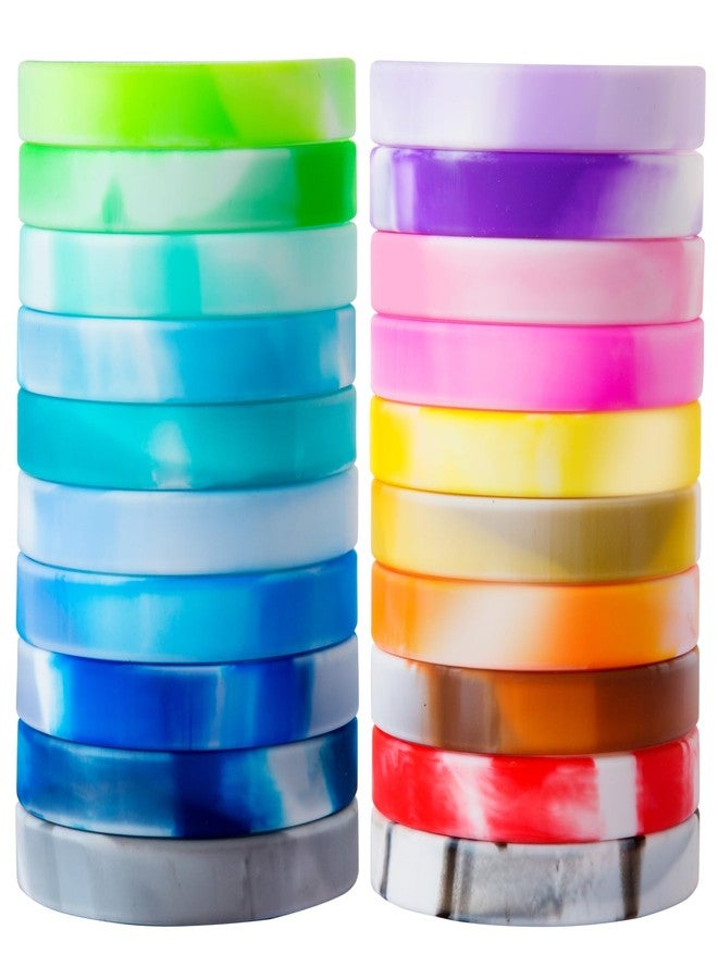 CYCLUSIVE 20 Pieces Rubber Bracelets Solid Color Silicone Wristbands Colored Rubber Stretch Bracelets for Women Men Teen Gifts - Image 1