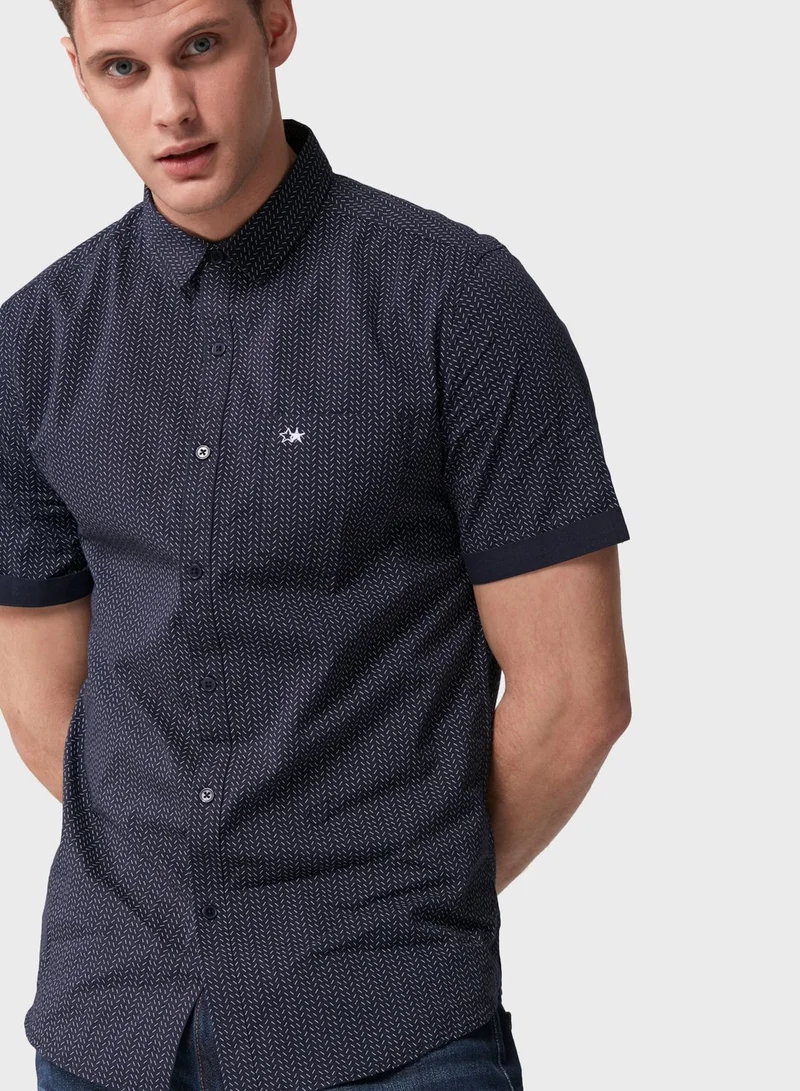 Blue Age Geo Print Regular Fit Shirt
