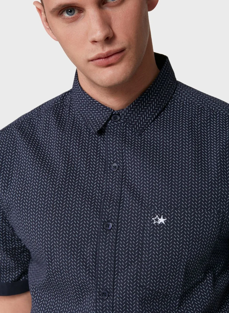 Blue Age Geo Print Regular Fit Shirt