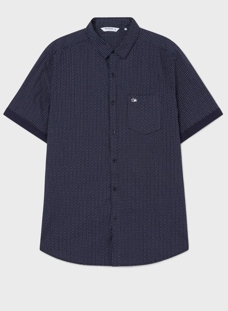 Blue Age Geo Print Regular Fit Shirt