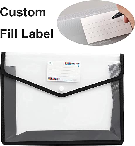 YoeeJob Plastic File Folders Legal Size 2 Pcs, Expandable Document Folder with Snap Button Closure, A4 Expanding File Wallet Envelopes Pouch with Label Pocket, Black&Blue - Image 5
