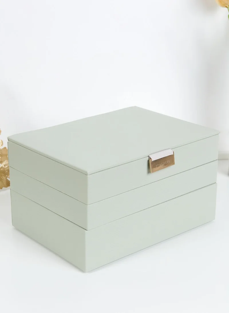 Stackers Sage Green Classic 3 Layer Jewellery Box