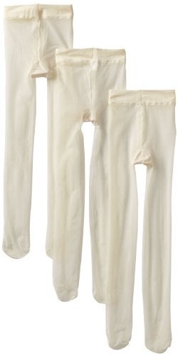 Jefferies Socks Girls 2-6X Jr Miss Pantyhose Tights 3 Pair Pack, Ivory, 4-6 Years - Image 5
