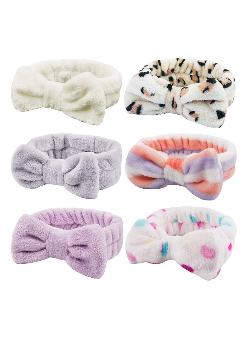 ORiTi 6 قطع من عصابة رأس غسول الوجه من الصوف المرجاني الناعم لعصابة شعر المكياج - Image 1