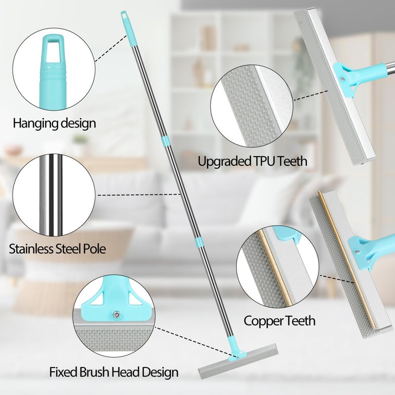 Thalomely Carpet Rake for Pet Hair Removal Tool, 2 in 1 TPU and Copper Rake Teeth, Uproot Clean Hair Remover with 54â€™â€™ Adjustable Long Handle, Reusable Cat & Dog Fur Broom for Carpets,Rugs, Mats,Car - Image 5