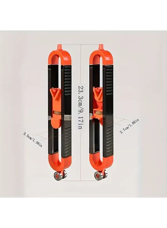 Orange Woodworking Tool Set Adjustable Irregular Curve Profile Marker Ruler Plastic Metal DIY Projects - Image 4