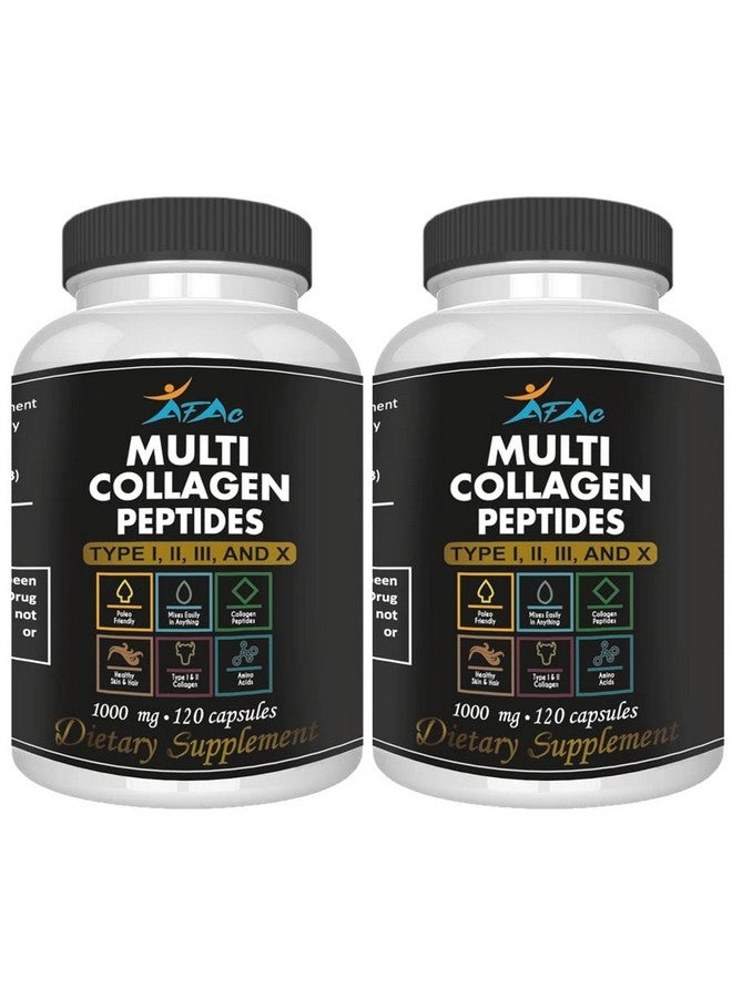 Vitamisan 2-Pack Multi Collagen Plus Pills (Type I, II, III, X) for Anti-Aging, Hair, Skin, Nails and Joint Support, 80 Day Supply 240 Capsules - Image 1