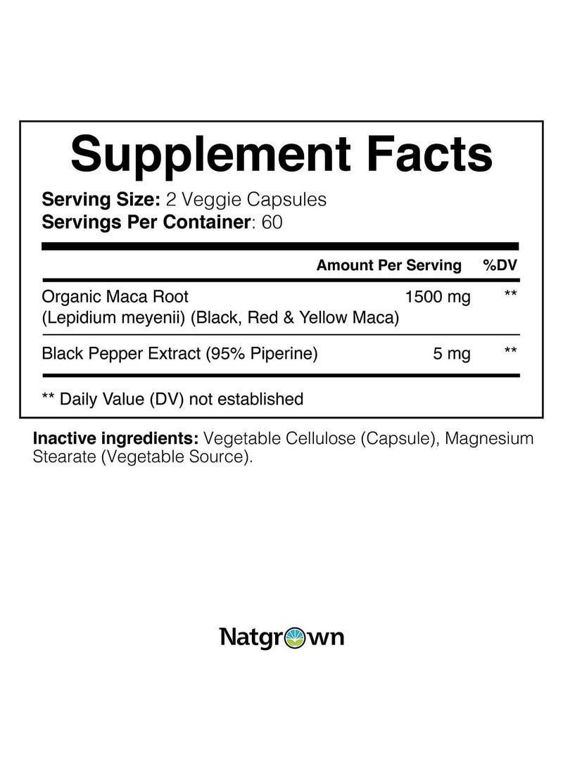 Natgrown Maca Root 1200mg Extra Strength – Premium Men’s Health Supplement | Supports Energy, Stamina & Vitality – 120 Capsules  - Image 4