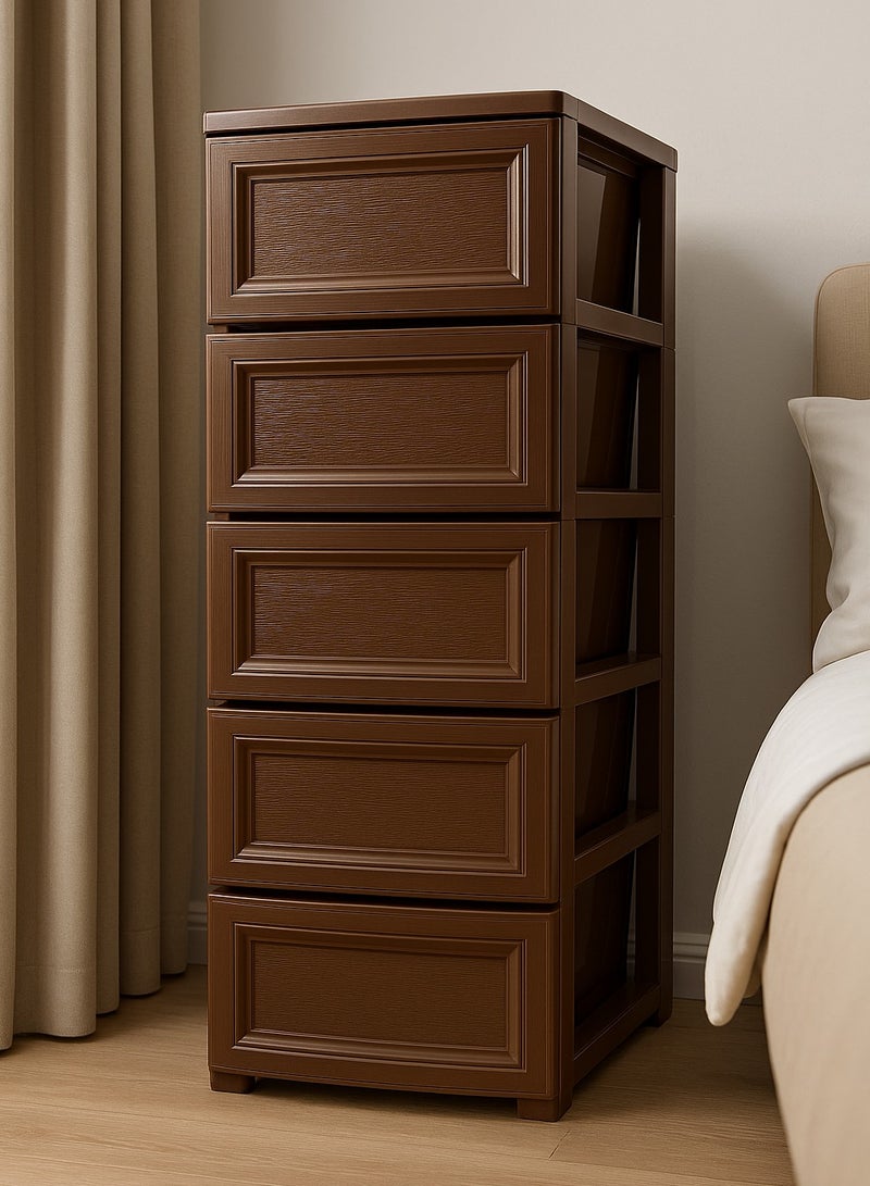 المفرج خزانة بـ 5 أدراج بلاستيك بني 42×34×104 سم - Image 1