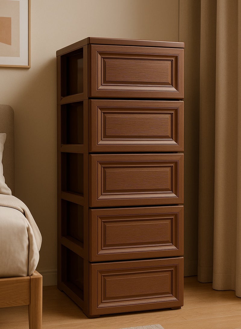 المفرج خزانة بـ 5 أدراج بلاستيك بني 42×34×104 سم - Image 2