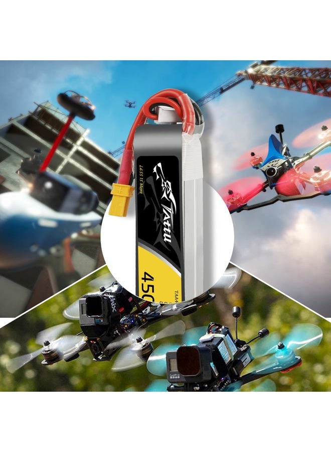 Tattu 4 Packs 450mAh 7.4V 75C 2S LiPo Battery Pack with XT30 Plug - Long Size for H Frame and BETAFPV 2S Whoop - Image 5